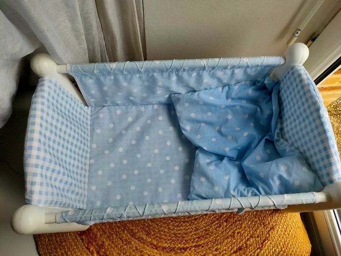 Lit poupée Vintage Berchet vichy bleu - photo numéro 8