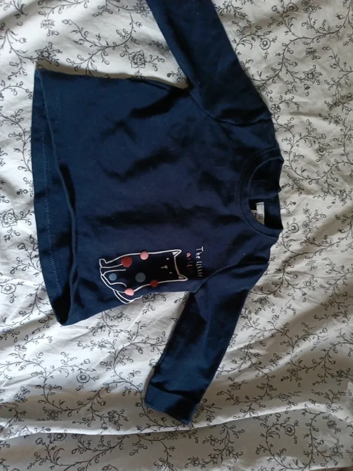 Tee shirt manches longues motif chat La redoute 6 mois - photo numéro 2