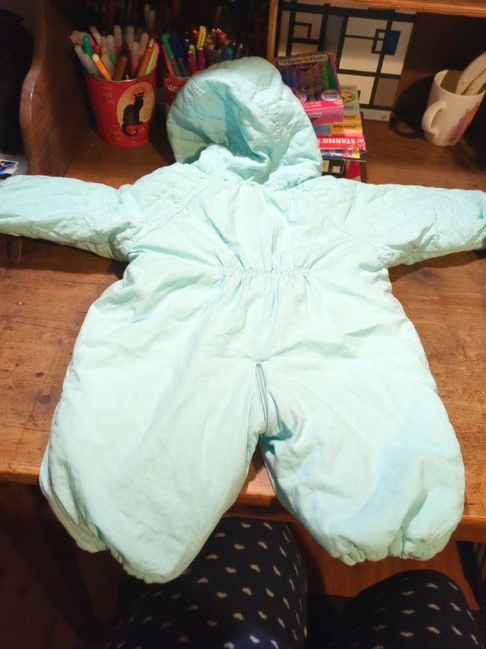 Combi combinaison pilote frip friperie bébé mixte vert d'eau menthe années 80 3 mois - photo numéro 4