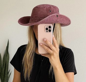 Chapeau unisexe rose effet denim avec cordon neuf