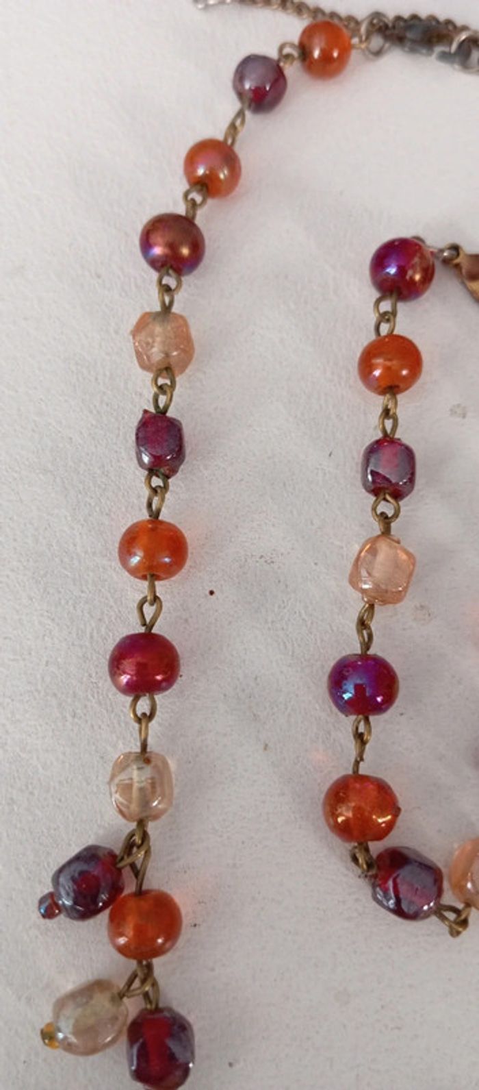 Parure collier bracelet en perles de verre colorées - photo numéro 3