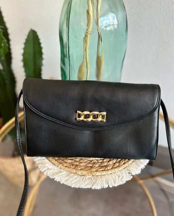 Sac pochette en bandoulière en cuir - Vintage