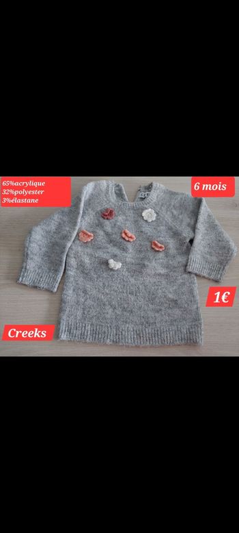 Pull fille Creeks gris fille 6mois 