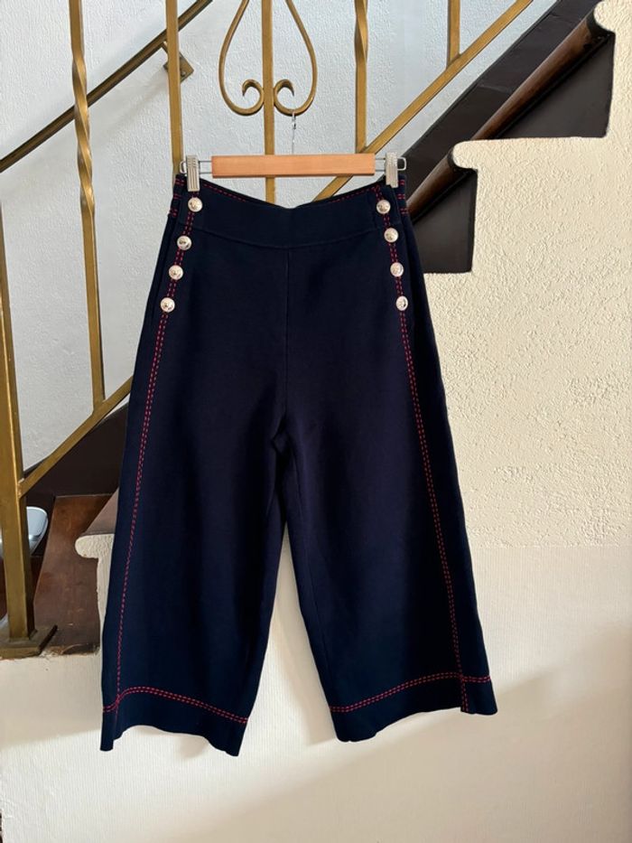 Pantalon large maje bleu marine