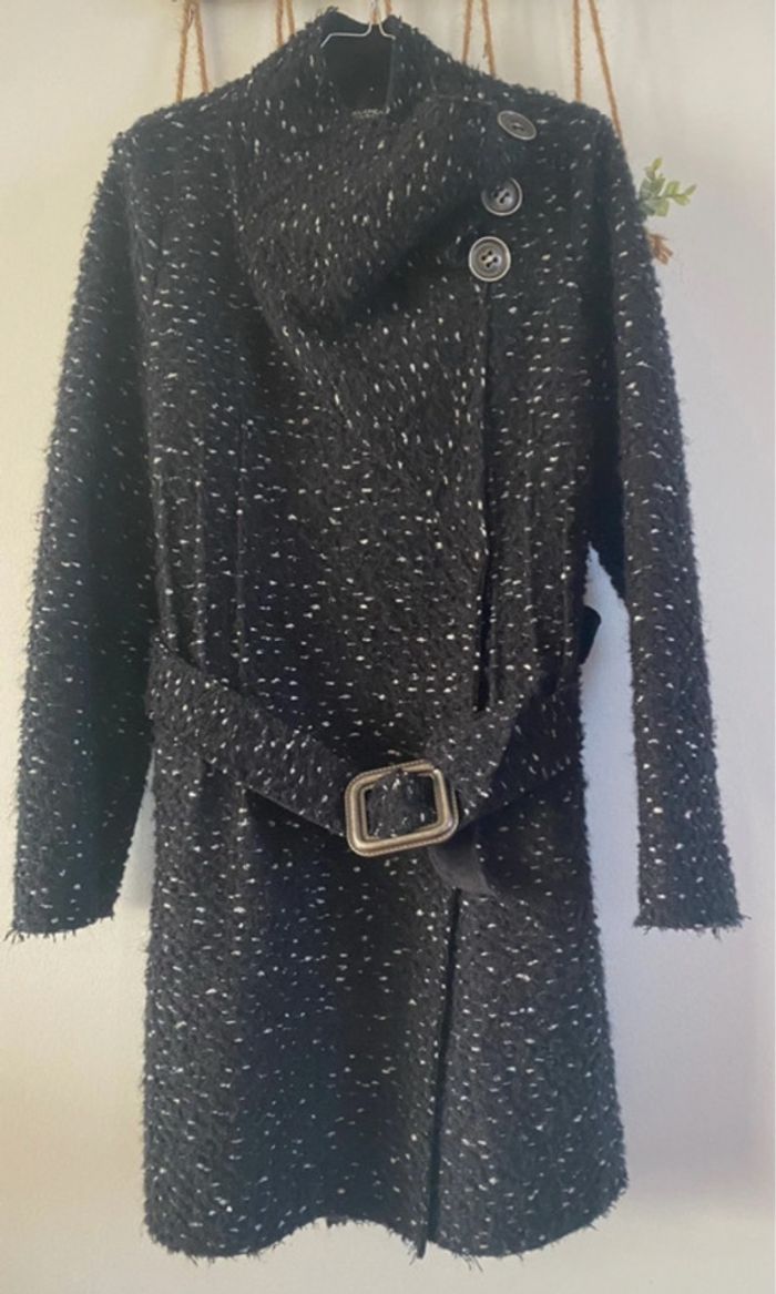 Manteau très chaud chiné noir et blanc - photo numéro 7