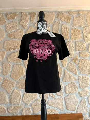 T-shirt Kenzo Paris noir brodé tigre rose – Taille S