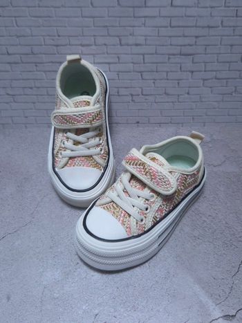 Baskets Fille Rose & Dorées - Style Tweed Chic - Neuves Taille 26