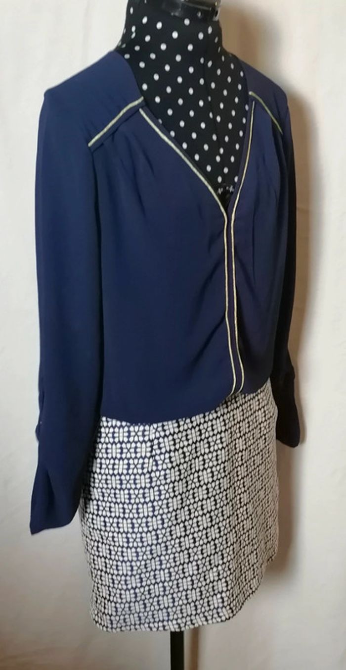 Robe 2 en 1 bleu marine blanc fluide taille S It Hippie - photo numéro 4