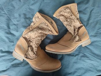 Bottes bunker cuir et macramé