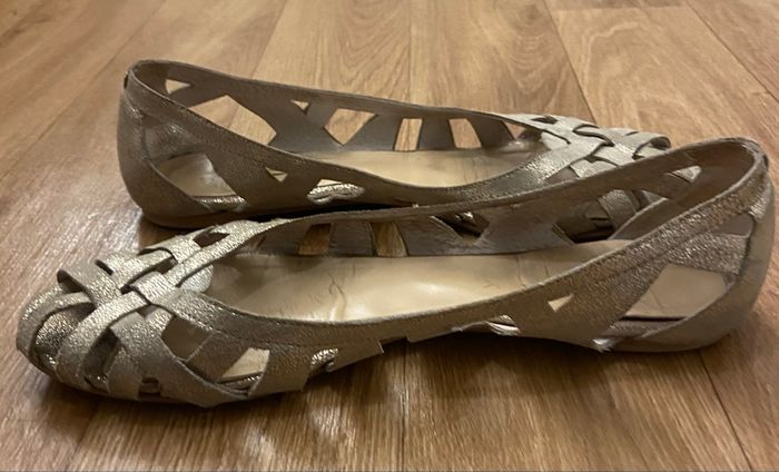 Ballerines ajourées platine cuir 38 - photo numéro 8