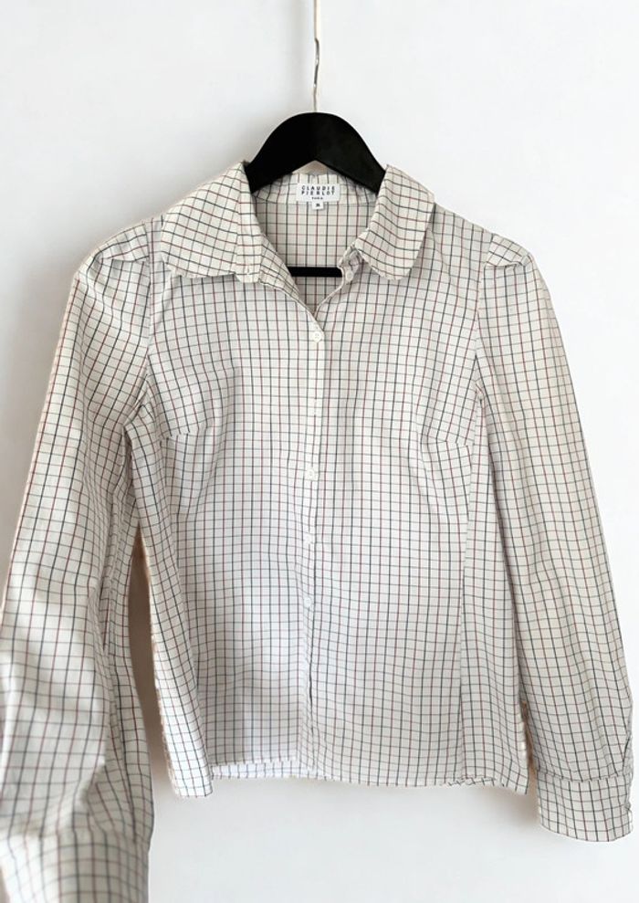 Chemise blanche à carreaux 100% coton • White plaid shirt Claudie Pierlot Taille S - photo numéro 3