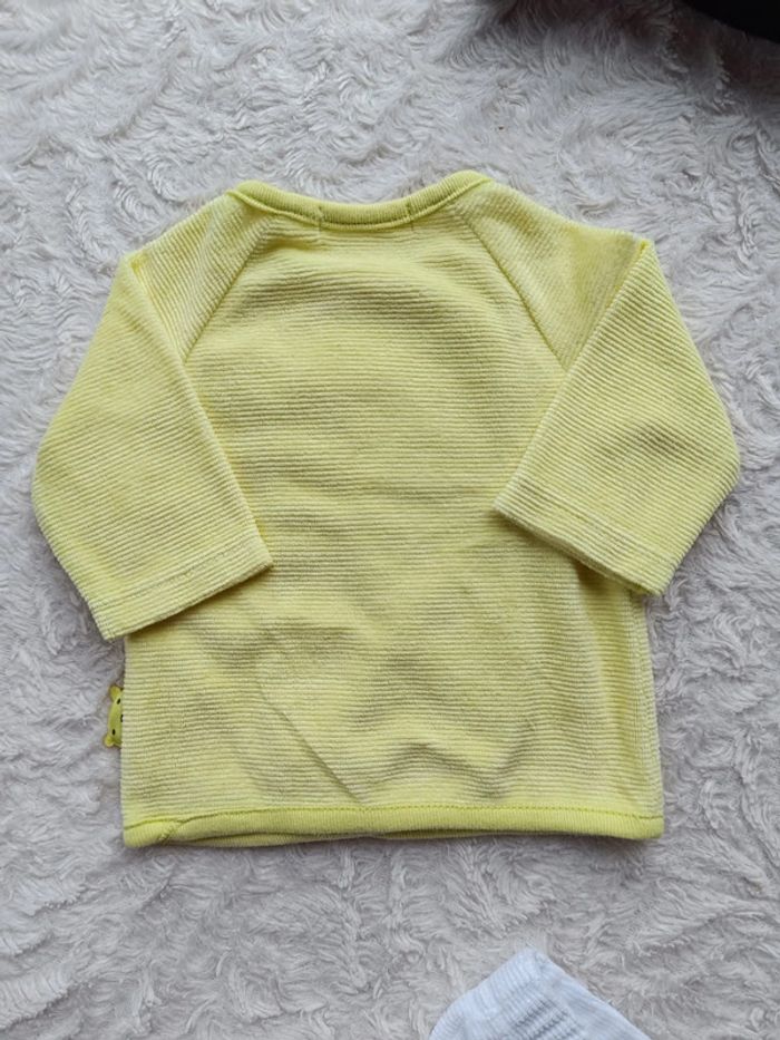 Ensemble (pyjama velours 2 pièces avec pieds 0mois/gilet velours avec capuche 1mois) Ours Kitchoun - photo numéro 5