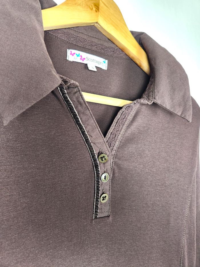 Polo Scottage Brun Manches Longues - Taille L - photo numéro 2