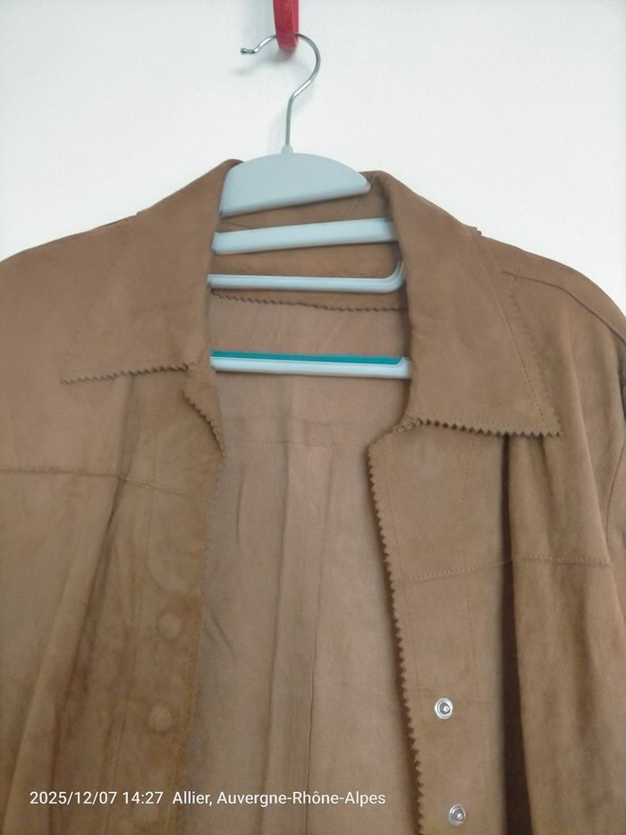 Veste chemise agneau velours couleur marron - photo numéro 2