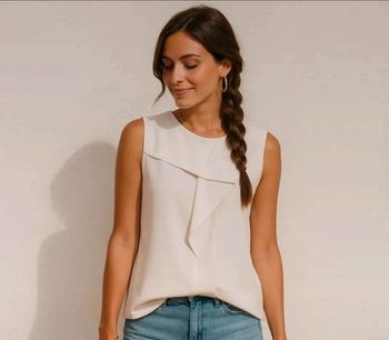 Blouse blanche chic à col travaillé – Zara – Neuve parfaite pour la rentrée