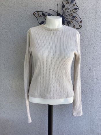 🤍 Pull léger beige nid d’abeille – Taille M – Kiabi 🤍