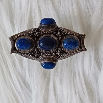 Bague ancienne en argent et pierre lapis-lazuli
