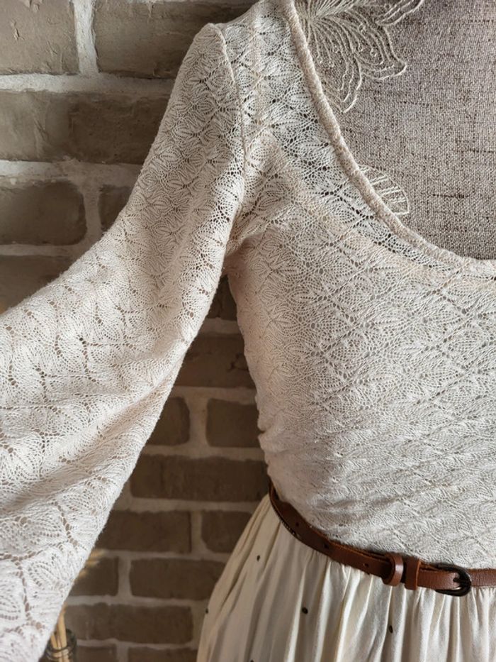 Robe bohème haut en dentelle avec ceinture - photo numéro 7