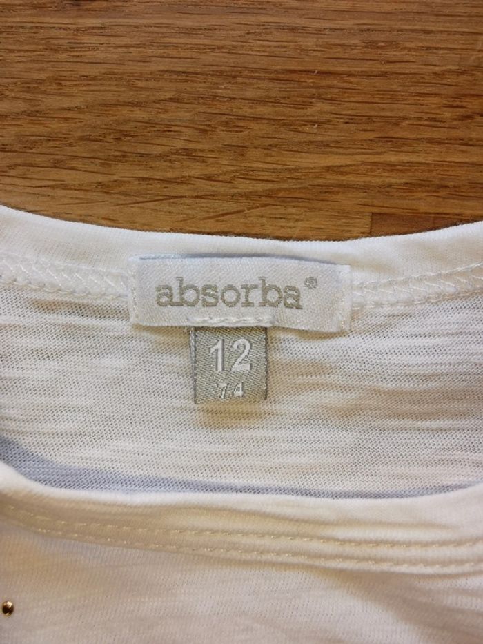 Lot 2 t shirts fille Absorba blanc/noir 100% coton - photo numéro 5