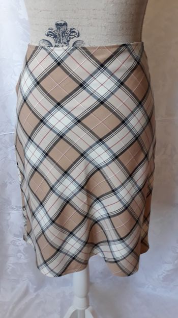 Faby27800 Jupe femme "LANAYA", carreaux beige marron clair noir et rouge, T 38
