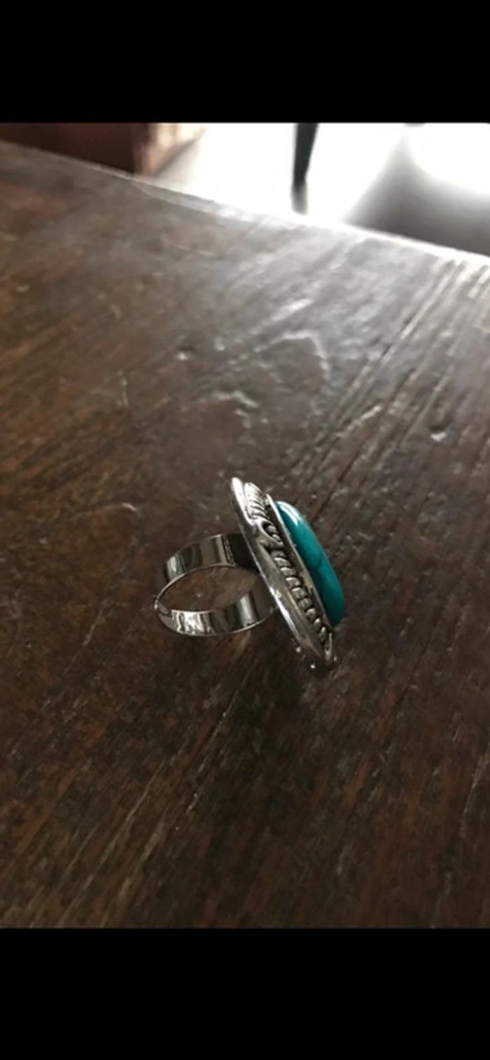 Magnifique bague réglage avec turquoise - photo numéro 9