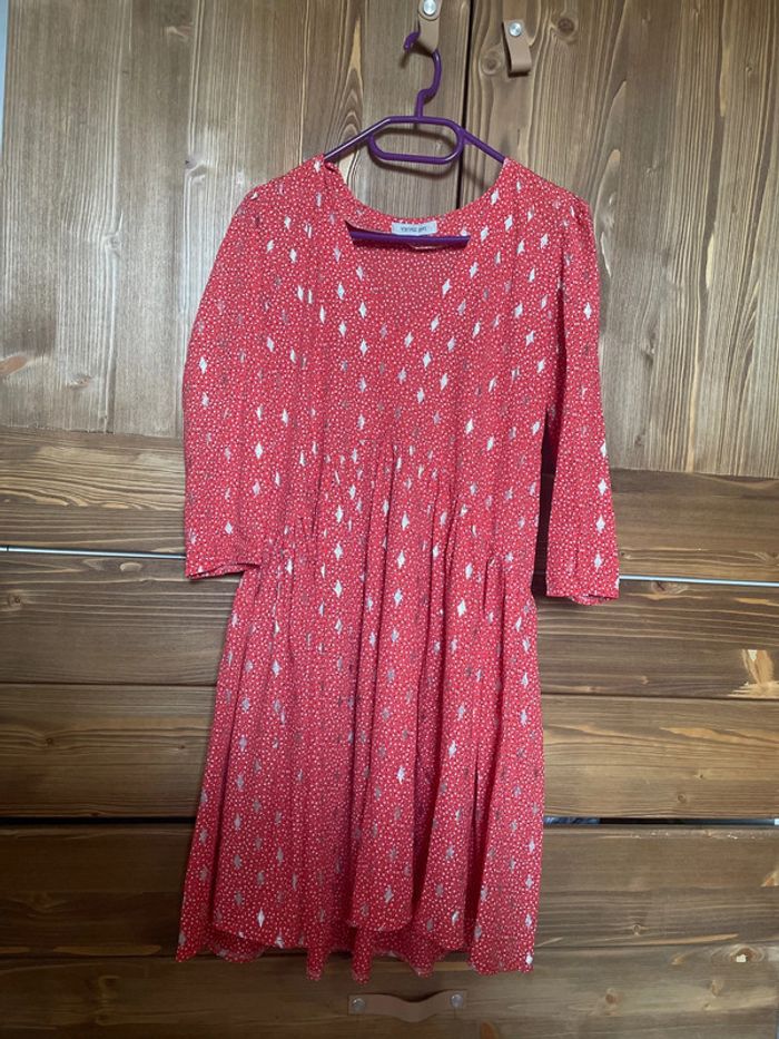 Robe courte rouge corail  à motif