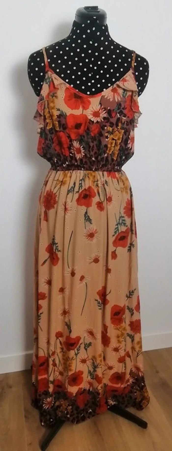 Robe d'été fleurs coquelicots orange multicolore Taille Unique Maison Clotilde - photo numéro 3