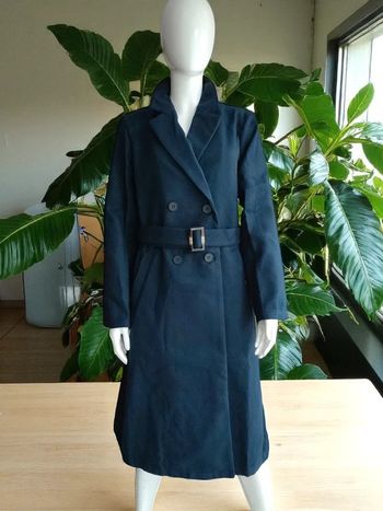 Manteau long col revers marine
