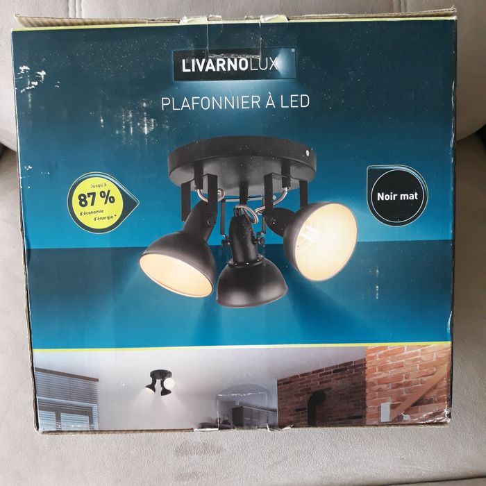 faby27800 Plafonnier 3 spots orientables à LED -  Neuf