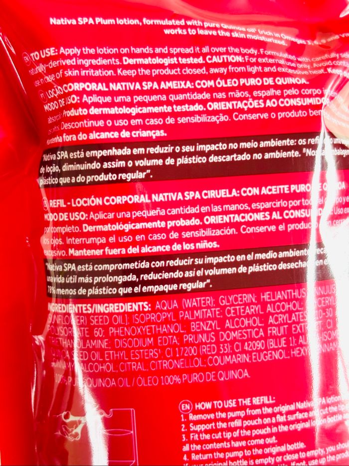 Recharge crème hydratante corps Nativa Ameixa OBoticario - photo numéro 4