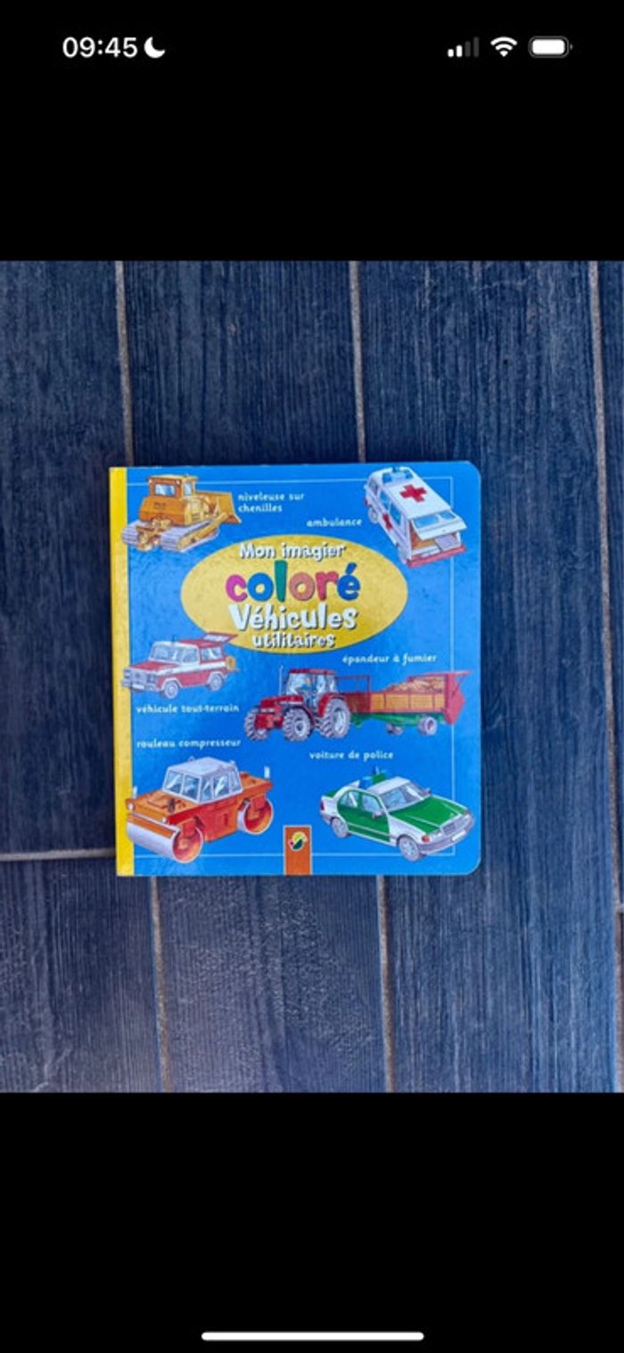 Livre Mon Imagier coloré Véhicules Utilitaires pour Enfants