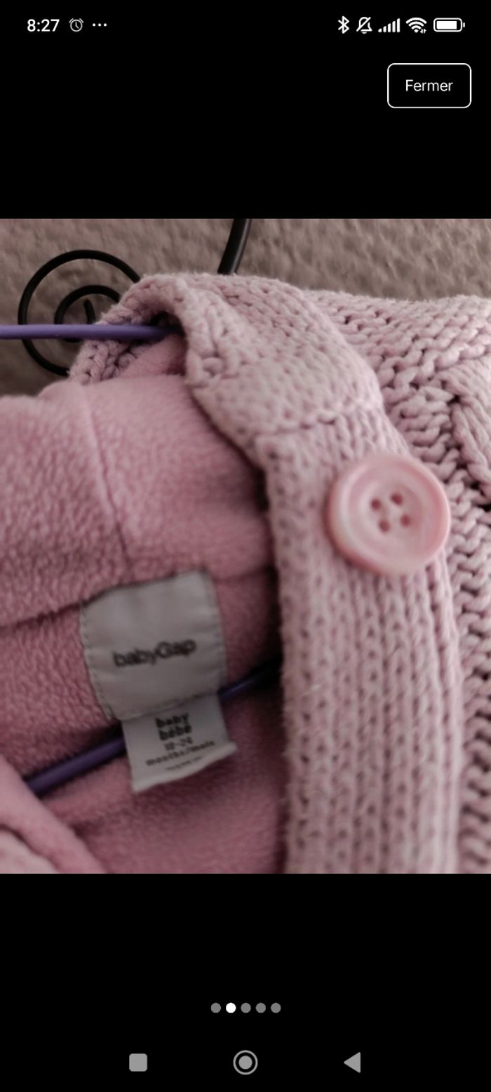 Gap gilet chaud rose poudré Gap 18/24 mois - photo numéro 2