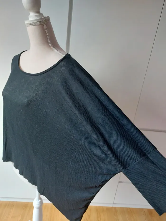 Tee-shirt effet loose manches courtes côtelé - photo numéro 2