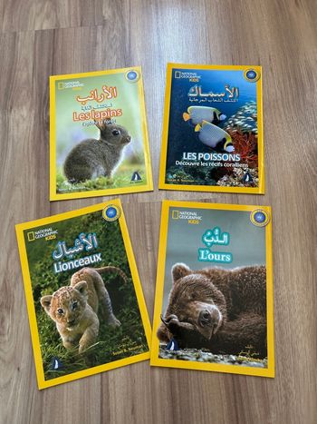 Lot de 4 livre pour Enfants Apprentissage de l’Arabe Niveau Pré-lecture Arc Édition National Geographic Made In Algérie