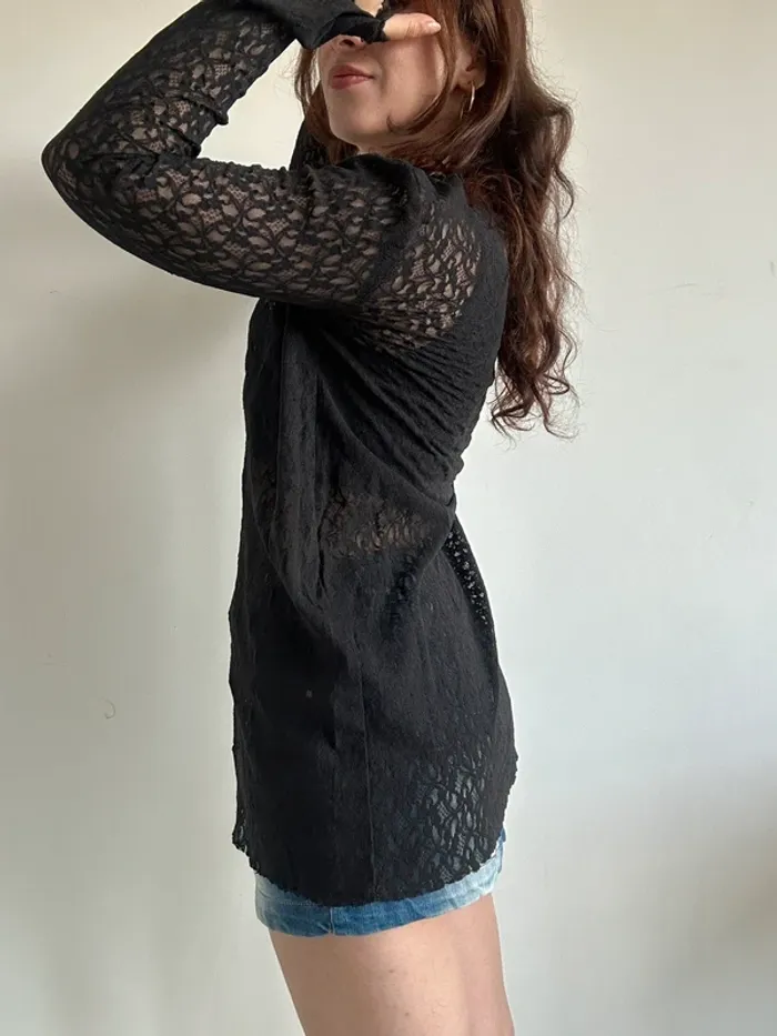 Tunique transparente y2k années 90 noire taille S/M - photo numéro 8