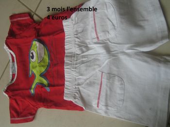 ensemble short et tee shirt manches courtes 3 mois été