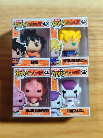 Lot 4 Bitty Pop! - Goku, Super Saiyan Goku First Appearance, Majin Buu (Pure), Frieza 4th Form (Dragon Ball Z)