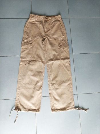 Pantalon Cargo beige taille haute, très long, wide leg Kiabi Taille M / 38