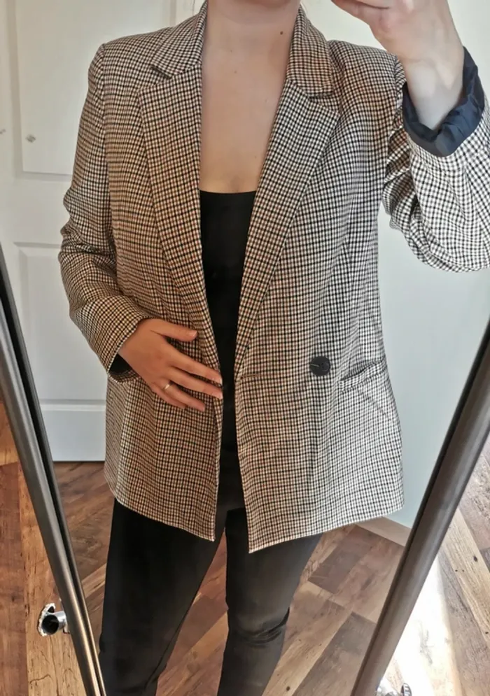 Veste blazer oversize pied de poule - photo numéro 9
