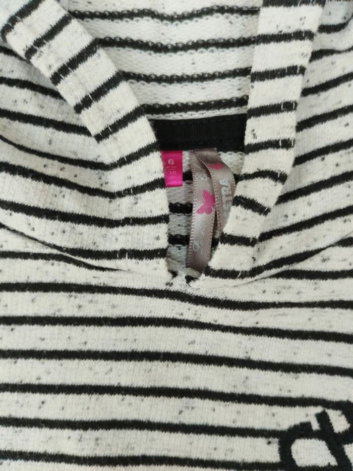 Robe manches courtes avec capuche 6 ans fille Orchestra gris et noir rayé - photo numéro 3