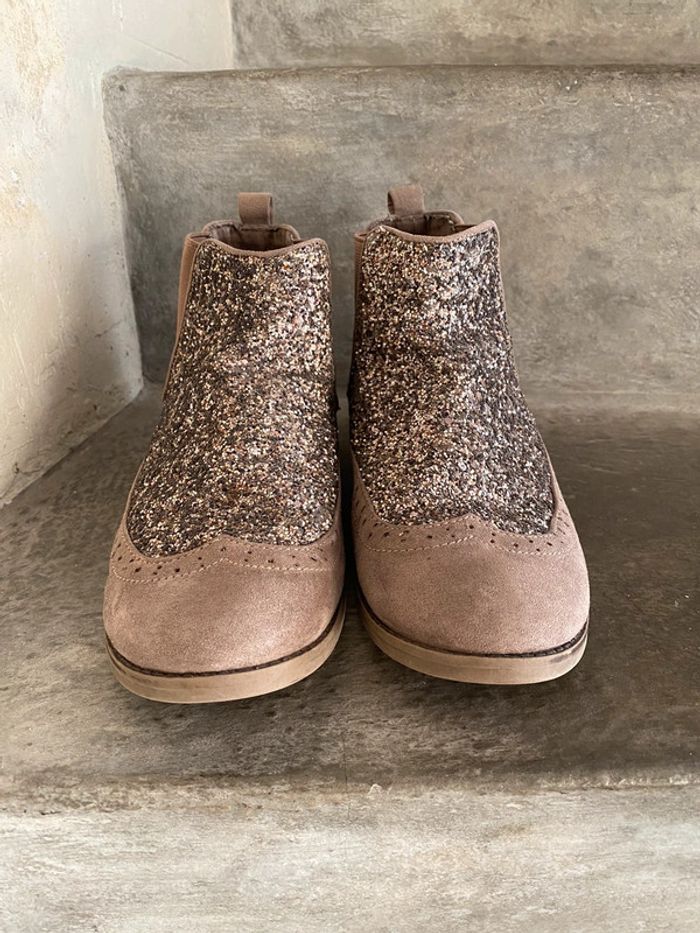 Boots Chelsea pailletées beige Young Dimension 37 - photo numéro 3