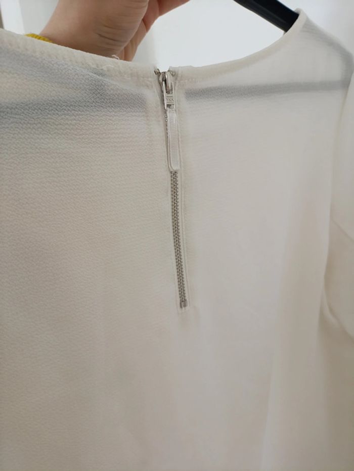 Haut blanc fluide manches 3/4 – Mango Basics Vintage cute - photo numéro 3
