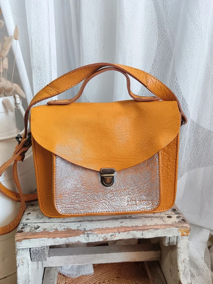 Paul Marius | Sac cartable mademoiselle Georges | safran argenté