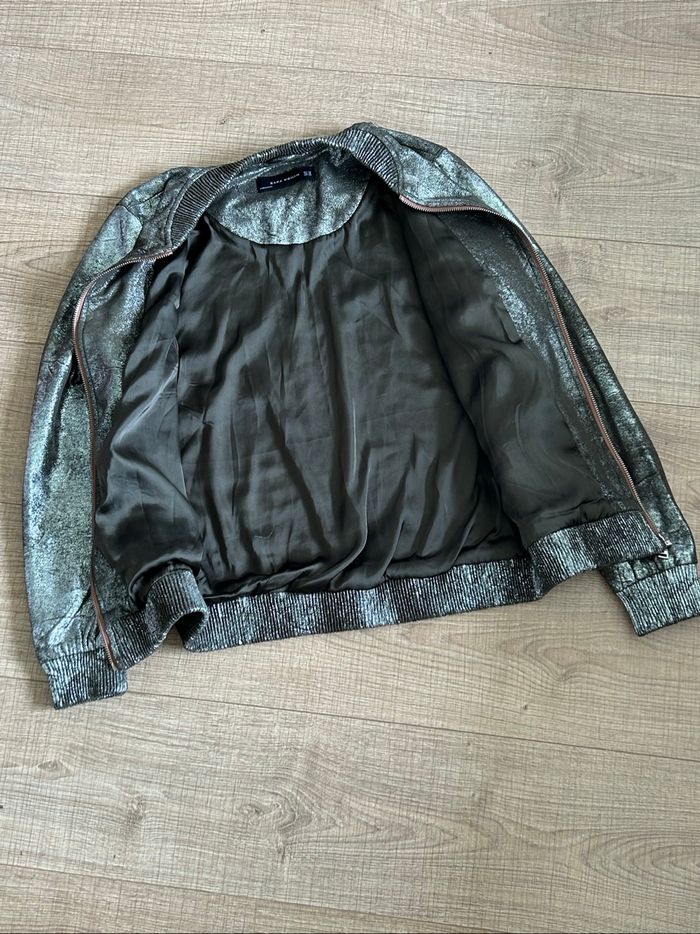 Blouson kaki et argenté Zara taille XS comme neuf - photo numéro 8