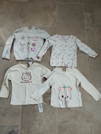 Lot 4 t-shirts manches longues fille 24 mois