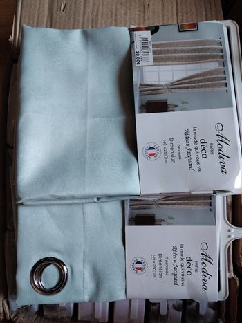 2 panneaux de rideaux Jacquard vert pastel clair 