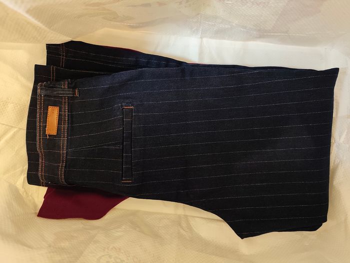Jean droit camaïeu 36 bleu foncé fil doré - photo numéro 9