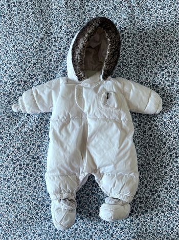 Combipilote blanc fourrure capuche 0-3 mois naissance Berligot