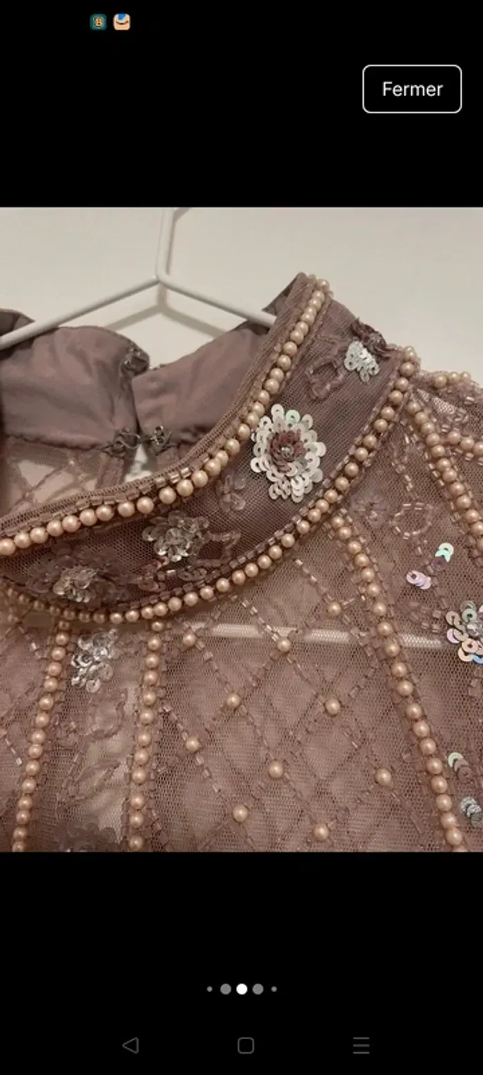 Robe broderie perlée avec paillettes - photo numéro 8