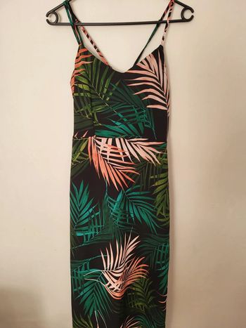 Robe longue motif feuille